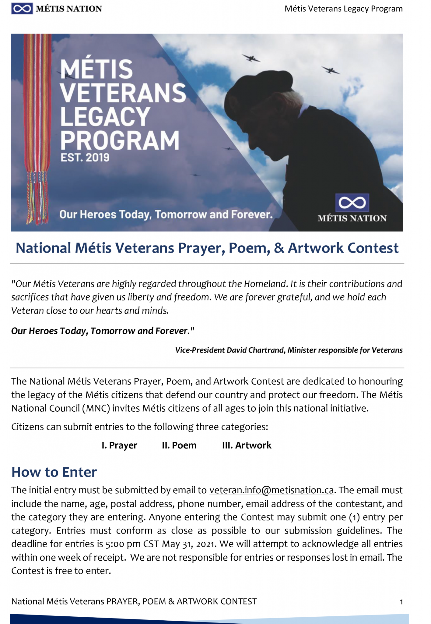 National Métis Veterans Prayer, Poem, & Artwork Contest – Métis Veterans